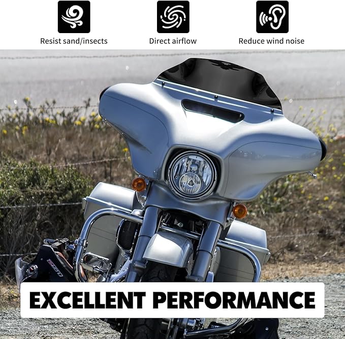 9" Windshield Windscreen for 2014-2024 Harley Davidson Touring Street Glide Electra Glide/Ultra Limited/Tri Glide FLHT FLHX FLHXS FLHTK, Black