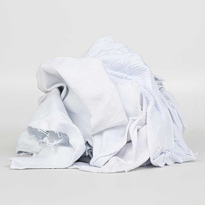 Arkwright Tshirt Box of Rags - 10 lb Box - Low Lint, Streak-Free Multipurpose Professional Cotton Cleaning Cloths for Stain, Paint, Wood, and Grease, White