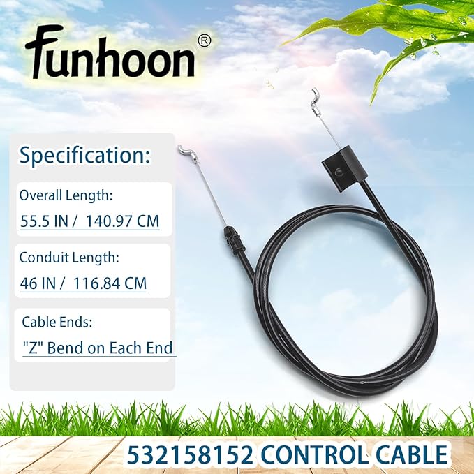 158152 Engine Zone Control Cable for Craftsman Poulan Pro Husqvarna Push Walk-Behind Lawn Mower Throttle Cable Replacement 532158152 582991501