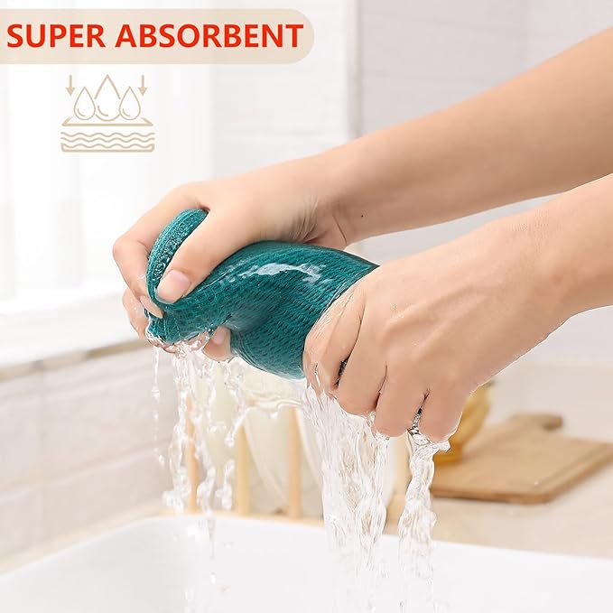 Kitinjoy 100% Cotton Waffle Weave Kitchen Towels, 6-Pack Super Soft and Absorbent Dish Towels for Drying Dishes, Kitchen Hand Towels, 13 in x 28 in, Teal