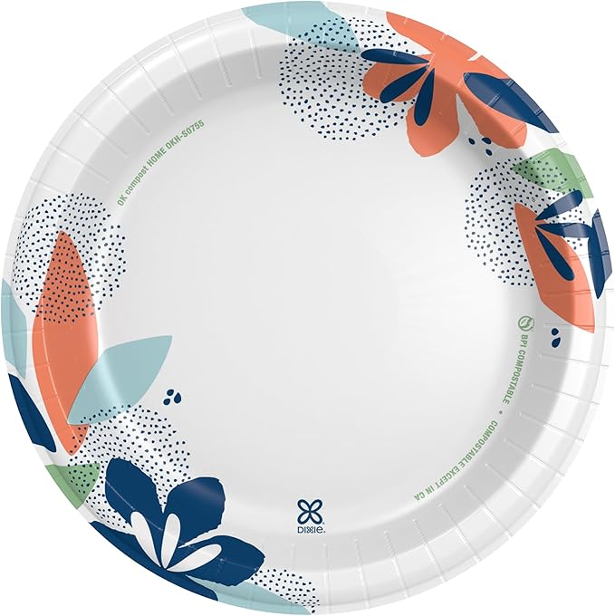 Dixie Large Paper Plates, 10 Inch, 54 Count, 2X Stronger, Microwave-Safe, Soak-Proof, Cut Resistant, Disposable Plates For Everyday Breakfast, Lunch, & Dinner Meals