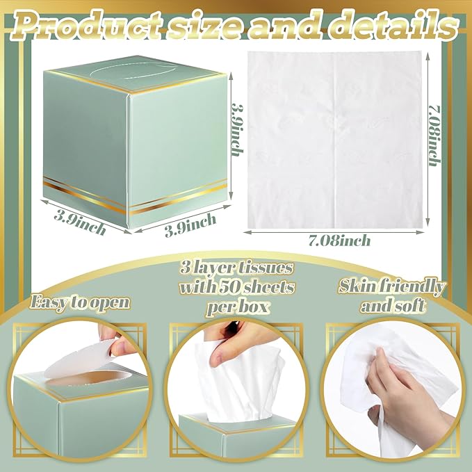 12 Pack Facial Tissues Cube Boxes Face Box 600 Sheets 3 ply Soft Paper Square Tissues Bulk for Car Pocket Toilet Household Bedroom Family (Mixed Color)