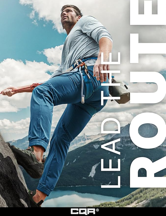 CQR Men's Lightweight Vent Hiking Pants, Water-Resistant & Breathable Sports Outdoor Athletic Pants with Elastic Waist