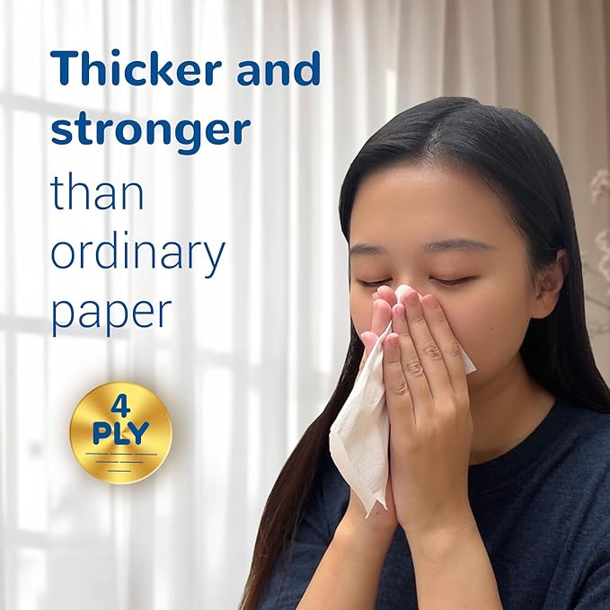 Zhro 4-Ply Facial Tissues, 16 Soft Packs (5.6 x 3.6 x 2.7 in per pack) - 1600 Sheets Total, Compact for Desk, Car & Bag, Hypoallergenic, Lint-Free