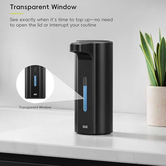 EKO Aroma Pro 13.5 fl oz Touchless Automatic Liquid Soap Dispenser, Rechargeable Hand & Dish Soap Dispenser for Bathroom and Kitchen Sink, Waterproof, Adjustable Volume Control (Matte Black)
