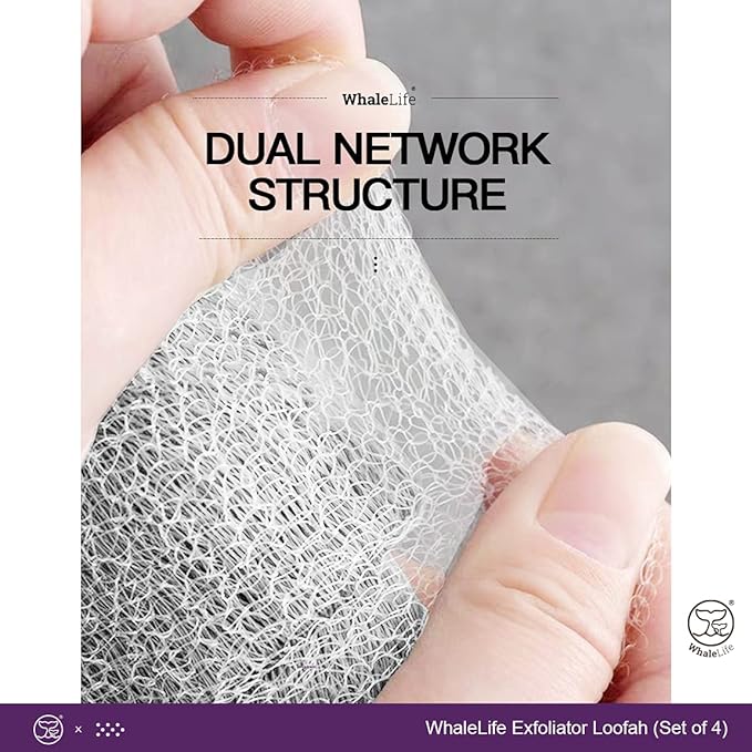 Loofah Sponge Bath Sponge for Women Men 4 Pack (White Rough Surface)