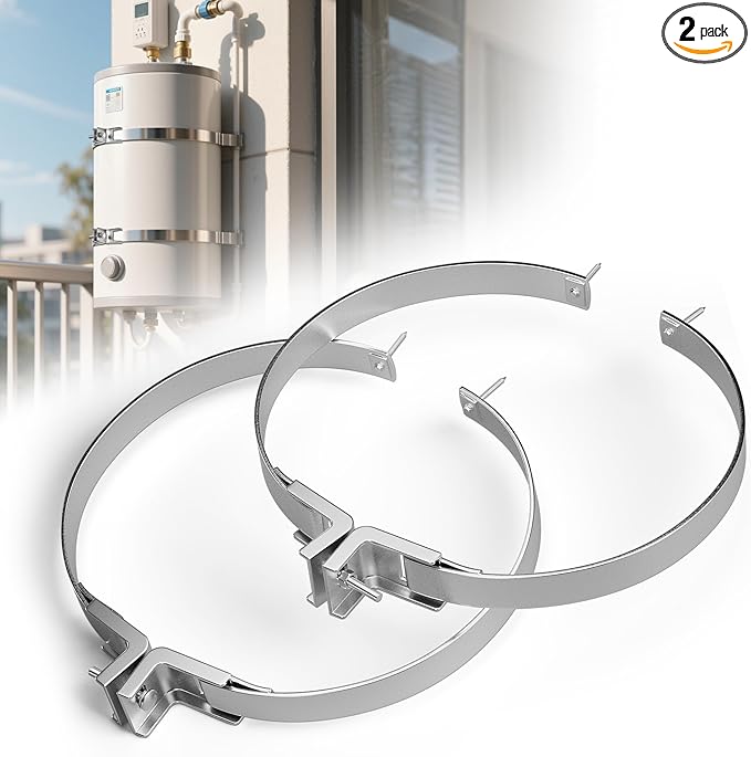 2 Sets Water Heater Earthquake Straps, Water Heater Strap Kit for 80 Gallon Water Tank, Expansion Tank Mounting Bracket with Installation Accessory -Stainless Steel Straps