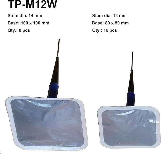 TP-M12W Combination Repair Unit Kit, Tire Repair Patch Plug Kit Wrapped stem 1/2" x 3 1/8" 16pcs and 9/16" x 4" 8 pcs