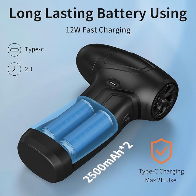 Rechargeable Compressed Air Duster for PC Computer, Cordless Mini Air Blower Portable, Super Powerful Dust Blower Speed Adjustable, Air Duster for Home, Outdoor, Leaf, Keyboard, Car Cleaning