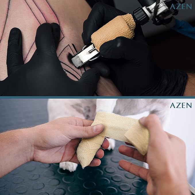 AZEN 16 Pack Self Adhesive Bandage Wrap, 2" X 5 Yards Elastic Cohesive Bandage Wrap, Skin Color Athletic Tape, Vet Wrap, Ankle Tape, Tattoo Grip Tape Wrap
