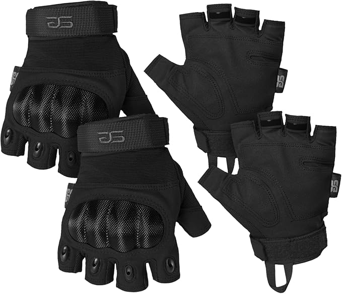 Glove Station- Fingerless Knuckle Tactical Gloves for Men - Motorcycle Gloves for Tactical Shooting, Airsoft, Hunting, Police Work and Hiking