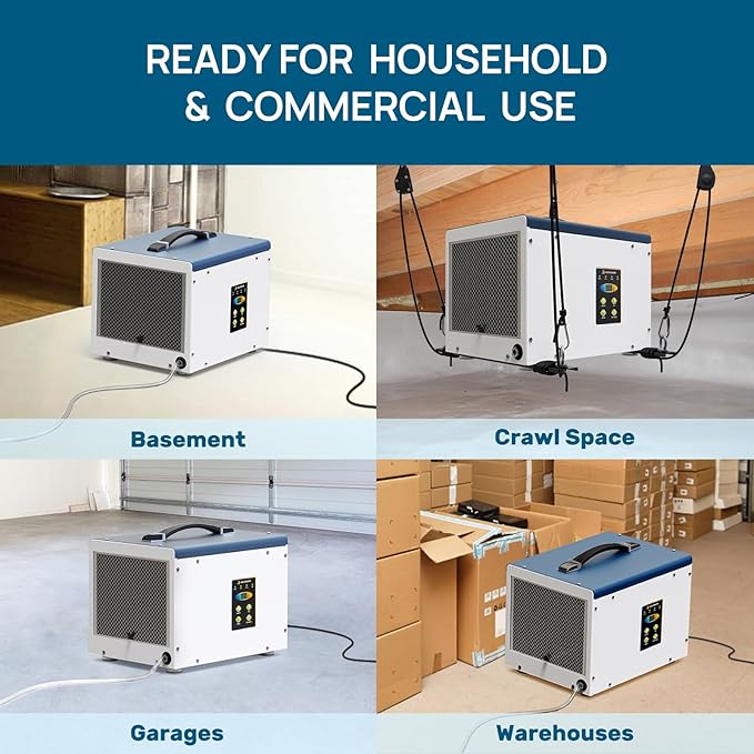 ARGENDON Crawlspace Dehumidifier with Pump, 70 Pint Commercial Dehumidifier for Basement with Drain Hose, Auto Defrost, Memory Starting, Compact, GLGR, Up to 1000 Sq Ft, 5 Years Limited Warranty
