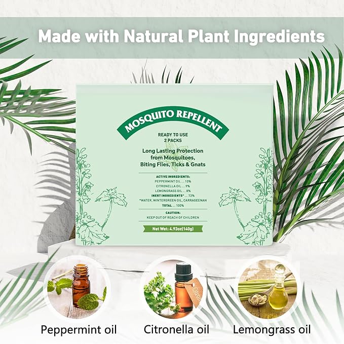 Mosquito Repellent, Peppermint Oil to Repel Mosquito, Ticks, Gnats and Pest, Insect Repellent for Indoor and Outdoor, 4 Packs