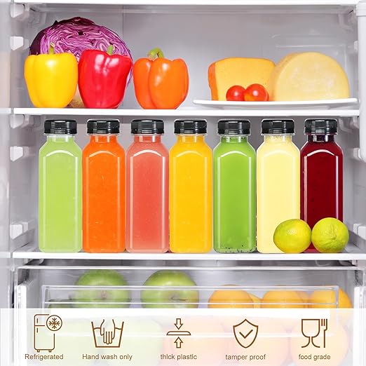 30pcs 10oz Empty Plastic Juice Bottles with Caps Reusable Food Grade Drink Bottles with Leak-Proof Tamper Evident Caps Bulk Clear Beverage Containers for Homemade Drinks Smoothie Milk