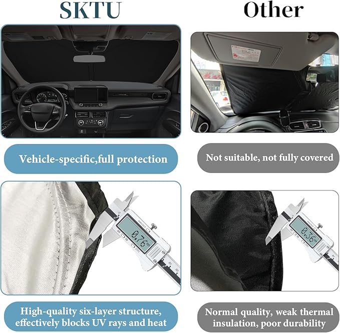 SKTU 2022-2026 Maverick Front Windshield Sunshade for 2022 2023 2024 2025 2026 Ford Maverick Windshield Sunshade Foldable for Blocks UV Rays and Blocks Heat and Sun Keeps Vehicle Cool