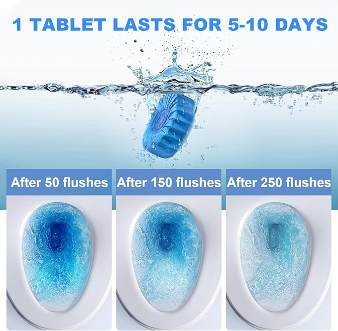CHMI 50 Pack Toilet Bowl Cleaner Tablets, Long-lasting Bathroom Toilet Tank Cleaner.(Blue)
