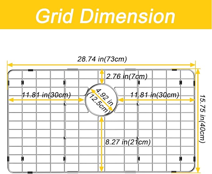 Metal Sink Protector for Kitchen Sink,Large Sink Rack 28-3/4" X 15-3/4",Stainless Steel Sink Grid for Bottom of Sink,Sink Grate with Rear Drain Hole for Single Bowl with Strainer,1 Pack