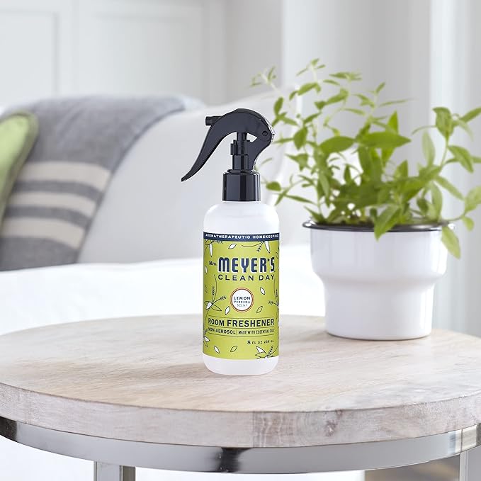 MRS. MEYER'S CLEAN DAY Room and Air Freshener Spray, Non-Aerosol Spray Bottle Infused with Essential Oils, Lemon Verbena, 8 fl. oz - Pack of 3