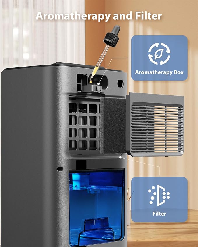 Dehumidifiers for Home, 850 sq.ft 95oz Dehumidifier with Drain Hose Timer Sleep Mode Auto-Off 7 Colors Light, Dehumidifier for Bedroom Bathroom Basements RV Grey