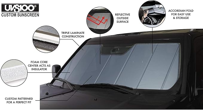 Covercraft UVS100 Custom Windshield Sunscreen for 2016-2017 Toyota Tacoma (w/o GoPro Mounted to Windshield) - Blue Metallic