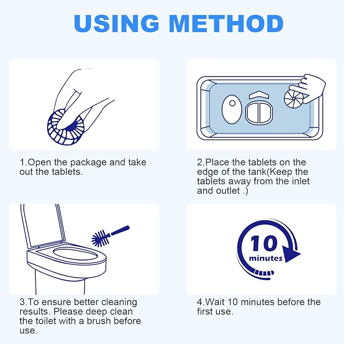 CHMI 50 Pack Toilet Bowl Cleaner Tablets, Long-lasting Bathroom Toilet Tank Cleaner.(Blue)