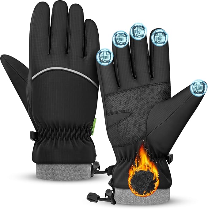 Waterproof Winter Gloves, Thermal Touchscreen Cold Weather Ski Snow Warm Windproof Gloves for Cycling Running Hiking Driving Camping Men Women