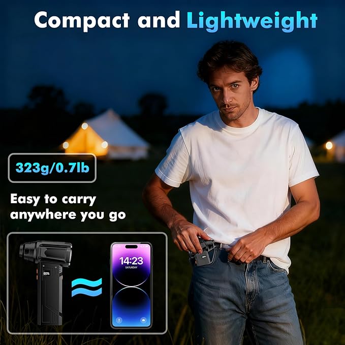 IVJ Compressed Air Duster, 180000RPM Super Power Cordless Electric Air Duster with LED Light Rechargeable 4 Gear Adjustable Mini Air Duster, Dust Blower for Computer, Keyboard, House, Outdoor and Car