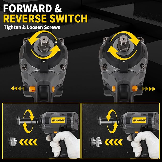922FT-lbs Cordless Impact Wrench,1250N. m Brushless 1/2" Impact Gun with 2 x 4.0Ah Battery,21V High Torque Impact Driver with 5 Sockets,Pistola De Impacto for Truck RV Car Heavy Construction