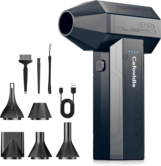 C10 Compressed Air Duster, 300000RPM Rechargeable Electric Air Duster with 10000mAh Battery, 4-Gear Adjustable, Cordless Brushless Motor Air Blower for Computer, Keyboard, Home, Outdoor, Car