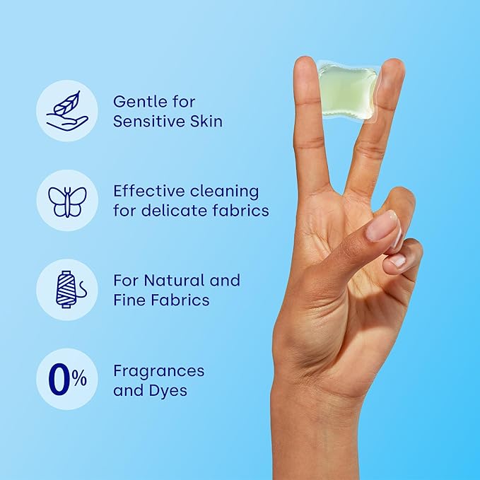 Dropps Sensitive Skin Laundry Detergent Pods, Unscented (64 Count) - Dermatologist Tested Laundry Pods - HE Compatible Laundry Supplies for Clean Clothes, Vegan & Dye-Free