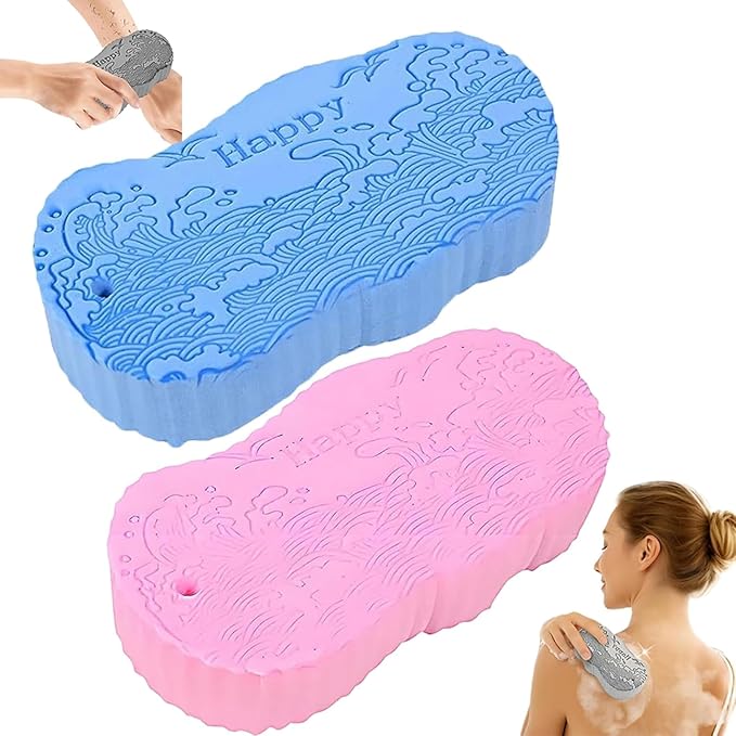 Magic Exfoliating Bath Sponge, 2026 Upgraded 3D Super Soft Exfoliating Bath Sponge Magic Exfoliating Body Scrubber, Shower Brushes for Adults Women and Men (A-2PCS)