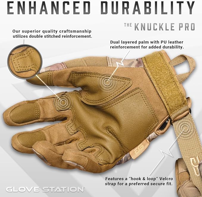 Glove Station Tactical Gloves for Men – Touchscreen Utility Gear with Hard Knuckle Protection Used in Motorcycle, Airsoft, Combat, Police, Shooting & Outdoor Work