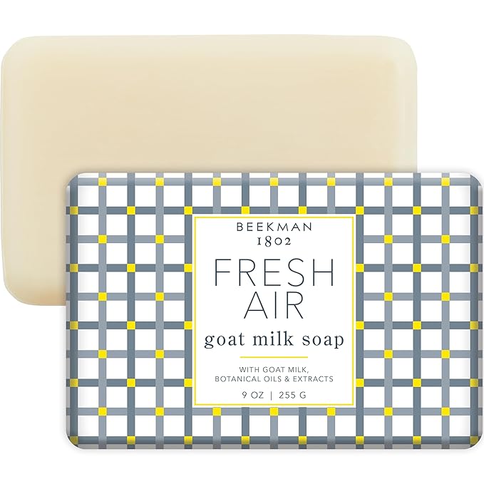 Beekman 1802 Goat Milk Body Soap Bar, Fresh Air - Scented - 9 oz - Nourishes, Moisturizes & Hydrates - 100% Vegetable Soap with Lactic Acid - Good for Sensitive Skin - Cruelty Free