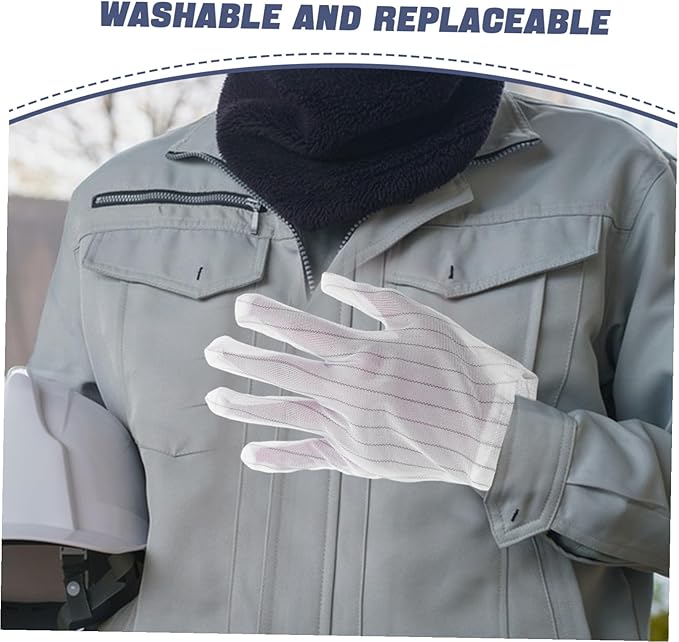 200pcs Esd Dotted Anti-static Gloves Washable Non-slip Work Mittens for Electronics Repair PC Building Automotive Use Protective Gear