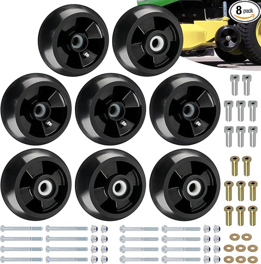 CheeMuii 8 Pack AM125172 Mower Deck Gauge Wheels Kit Lawn Mower Deck Wheels Replace for AM125172 AM124706 210-300 Compatible with John Deere 48", 54", 60", 62“, 72" Deck