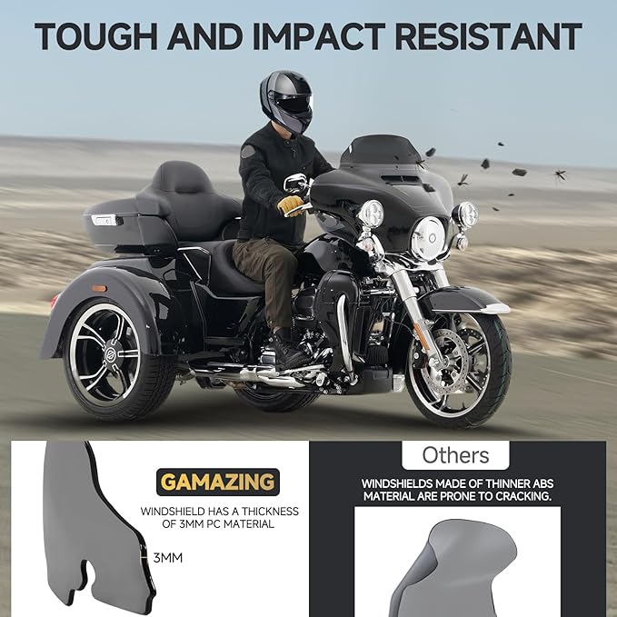 9 Inch Black Wave Windshield Windscreen Wind Splitter Compatible For 2014-2023 Fit For Harley Davidson Touring Street Glide Electra Glide Ultra Limited Tri Glide Flht Flhx Flhtk Flhtc Flhtcu