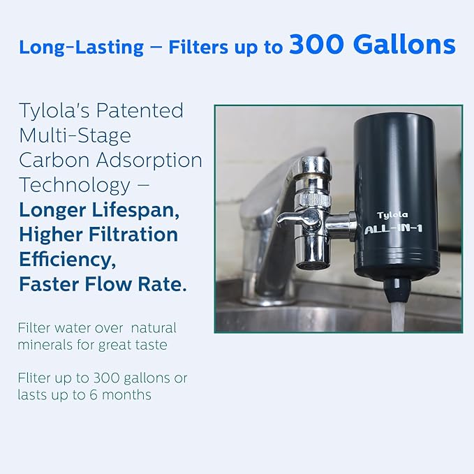Stainless Steel Faucet Water Filter for Kitchen Sink,NSF Certified Water Purifier, Reduces 99% Chlorine, 99.9% Fluoride Pfas, Lead & Heavy Metals, Basic Version