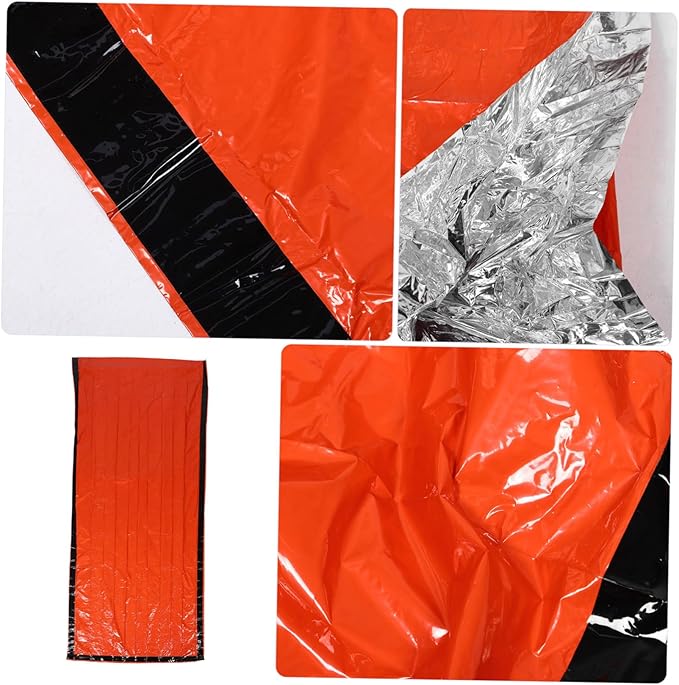 3 Set Outdoor Sleeping Bags with Drawstring Closure Thermal Emergency Bivy Sack for Camping Hiking and Survival Rainproof Protection with Storage Bags