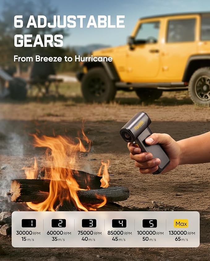 Fanttik B10 Pro Max Electric Air Duster, 130000RPM Brushless Motor, Compressed Air Duster, 6 Gears Adjustable, One-tap Booster, 28.8Wh Rechargeable Battery, Electric Duster for PC, Car, House, Outdoor