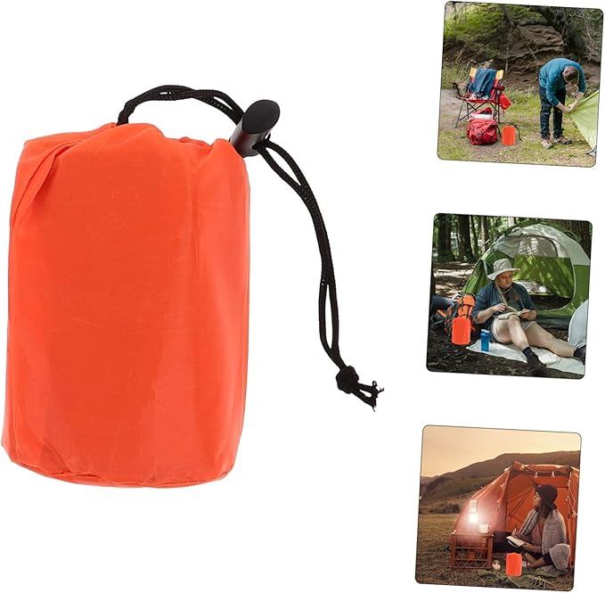 3 Set Outdoor Sleeping Bags with Drawstring Closure Thermal Emergency Bivy Sack for Camping Hiking and Survival Rainproof Protection with Storage Bags