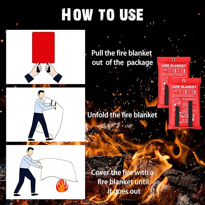 Macarrie 60 Pack 39” x 39” Fire Blanket Emergency for Home and Kitchen Safety Suppression Blanket Fiberglass Fireproof Survival for Fireplace Car Office Camping (Red)