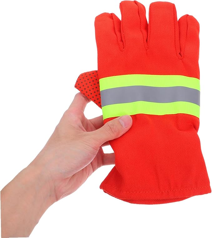 Zerodeko 2 Pairs Flame-resistant Welding Gloves Heat Insulated Firefighter Work Gloves for Emergency Rescue Outdoor Safety Heavy Duty Puncture Resistant Protective Gear