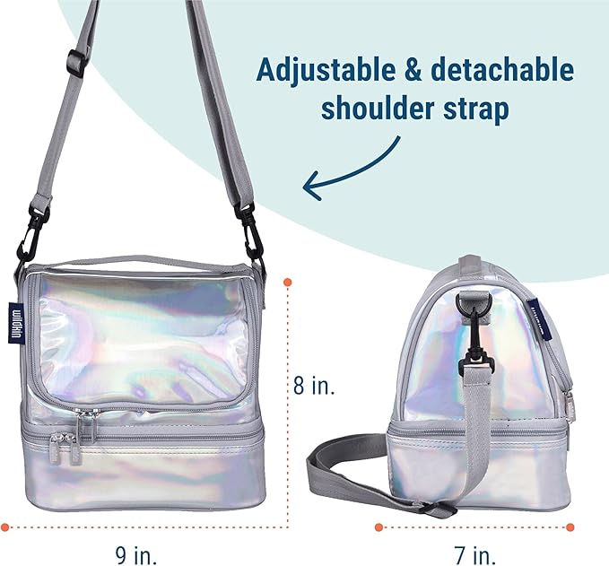 Wildkin Two Compartment Insulated Lunch Bag for Kids – School & Travel Ready - Holographic