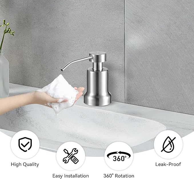 Yofidra Soap Dispenser for Kitchen Sink and Bathroom Countertop: Built in Foaming Sink Soap Dispenser Pump, Stainless Steel Foam Soap Pump with 17oz Under Counter Bottle
