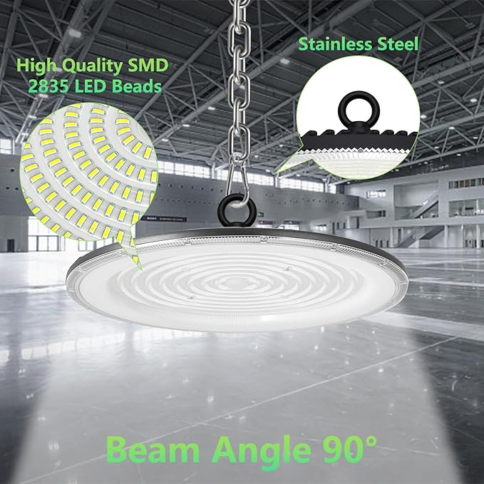 UFO LED High Bay Light:500W 50000LM LED Shop Light 6500K Bay Lighting IP65 Waterproof for Barn/Garage/Commercial Warehouse(1Pack)