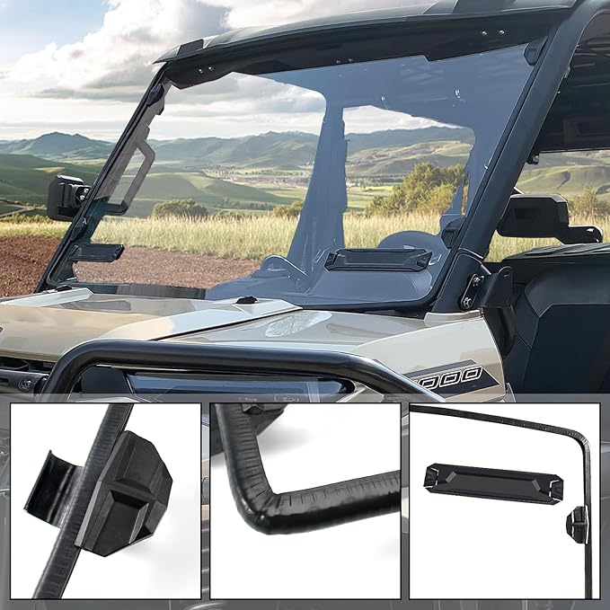 Clear Front Windshield Heavy Duty Scratch Resistant Full Windshield Compatible with Polaris Ranger XP 1000 / 900 / Crew 2017-2025 Accessories Polycarbonate Vented UTV Window