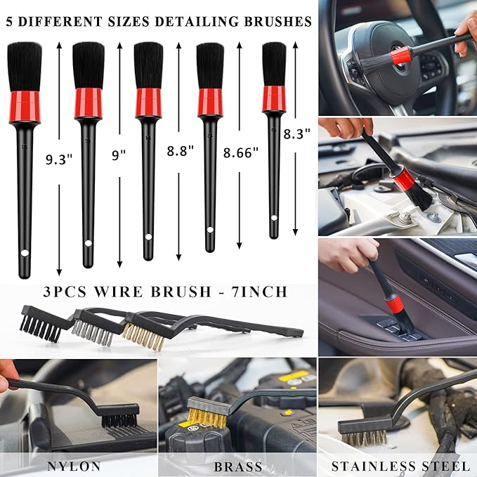 AUTODECO 35Pcs Car Wash Detailing Kit Cleaning Kits with Foam Gun Sprayer Collapsible Bucket Brush Large Wash Mitt Towels Complete Interior Exterior Car Washing Supply Set Black