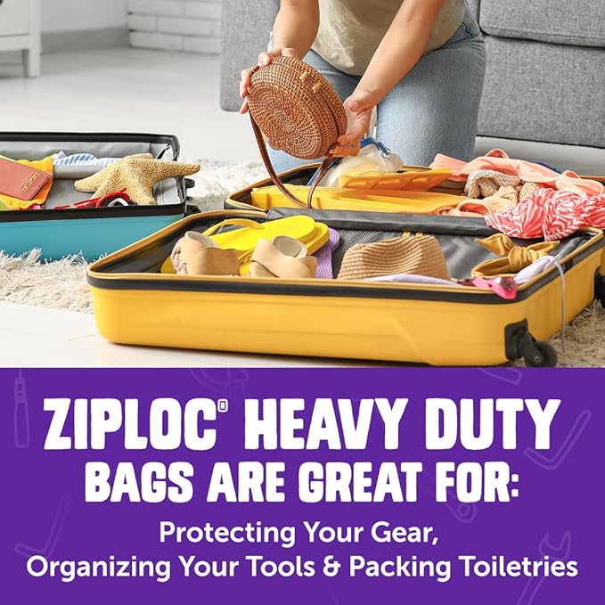 Ziploc Heavy Duty Gallon Food Storage Bags, Seal Top Closure, 10 Count