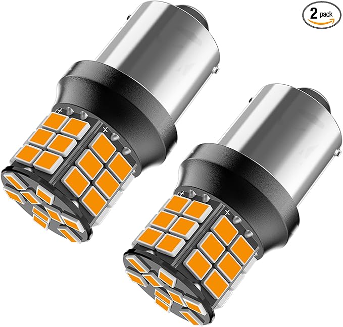 Serundo Auto 1156 Led Bulb, 12V 24V Super Bright 1141 1003 BA15S LED Bulbs Used for Back Up Reverse Lights, Tail Lights, RV lights,Lawn Mower etc. Pack of 2pcs Yellow