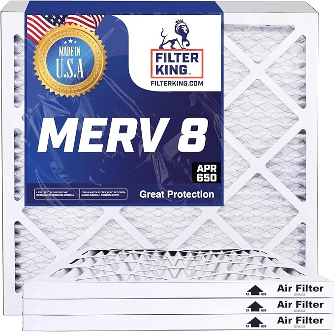 Filter King 10x30x1 Air Filter | 12-PACK | MERV 8 HVAC Pleated A/C Furnace Filters | MADE IN USA | Actual Size: 9.5 x 29.5 x .75"
